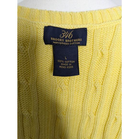 Brooks Brothers 346 Sweater Womens L Yellow Cable Knit Mercerized Cotton - Picture 6 of 7